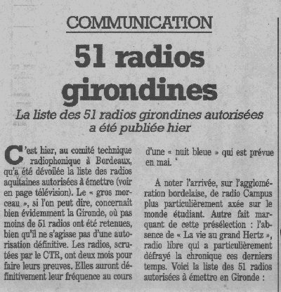 Journal Sud-Ouest du 5 Mars 1992